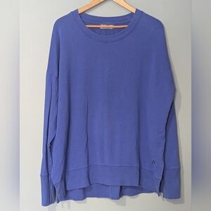 Tuff Athletics Women's Pullover Princess Blue Crewneck Sweatshirt Side Slits